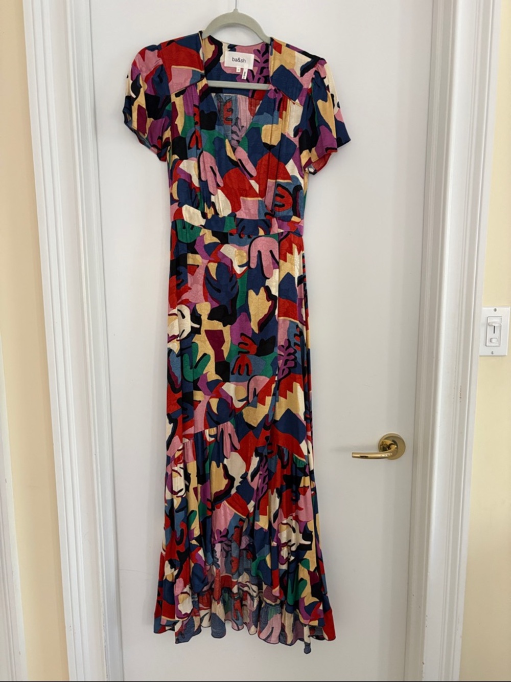 Ba&sh Multicolor Abstract Maxi Dress in Red, Blue, Green & Pink